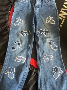 Disney Kids Light Blue Denim Jeans with Multicolor Logo